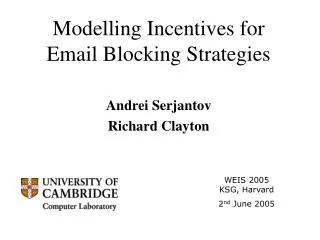 Modelling Incentives for Email Blocking Strategies