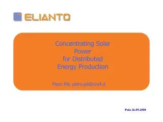 Concentrating Solar Power for Distributed Energy Production