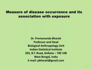 Measure of disease occurrence and its association with exposure