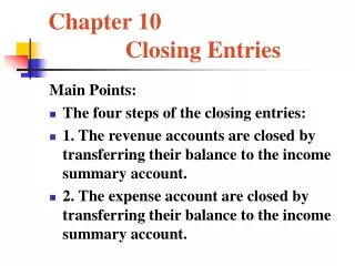 Chapter 10 Closing Entries