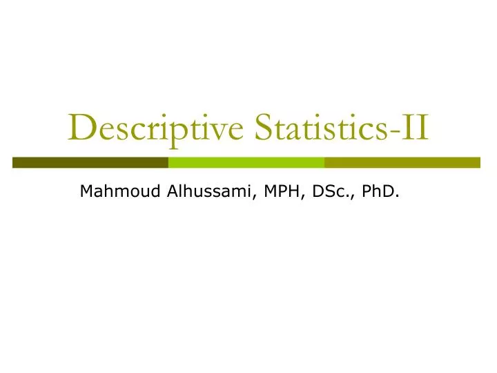 descriptive statistics ii
