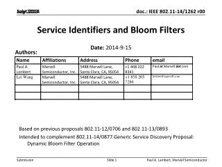Service Identifiers and Bloom Filters