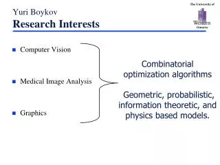 Yuri Boykov Research Interests