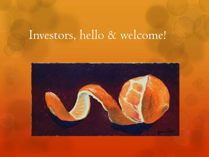 investors hello welcome