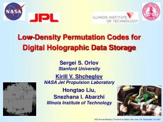 Low-Density Permutation Codes for Digital Holographic Data Storage