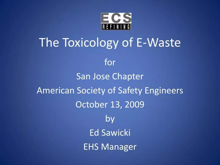 the toxicology of e waste