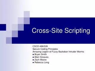 Cross-Site Scripting