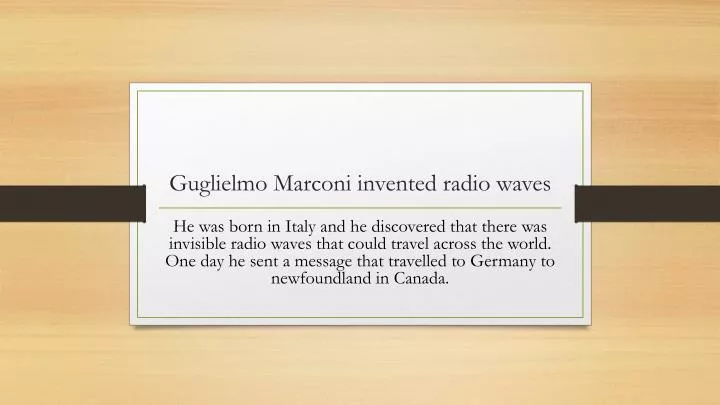guglielmo marconi invented radio waves