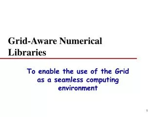 Grid-Aware Numerical Libraries