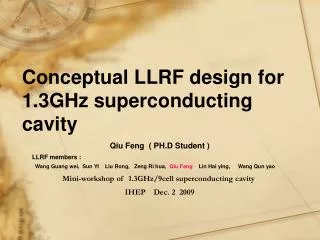 conceptual llrf design for 1 3ghz superconducting cavity