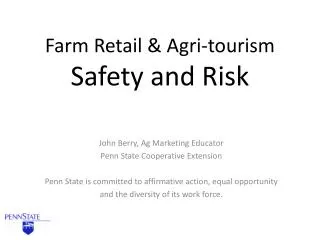 Farm Retail &amp; Agri-tourism Safety and Risk