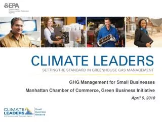 GHG Management for Small Businesses Manhattan Chamber of Commerce, Green Business Initiative