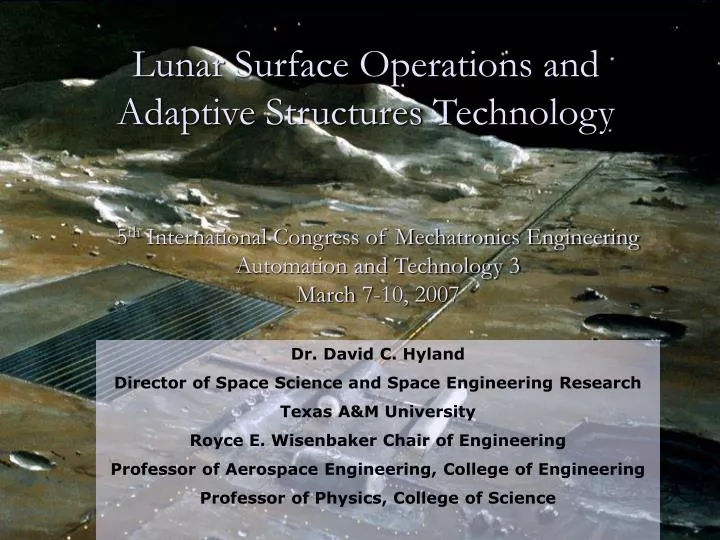 lunar surface operations and adaptive structures technology