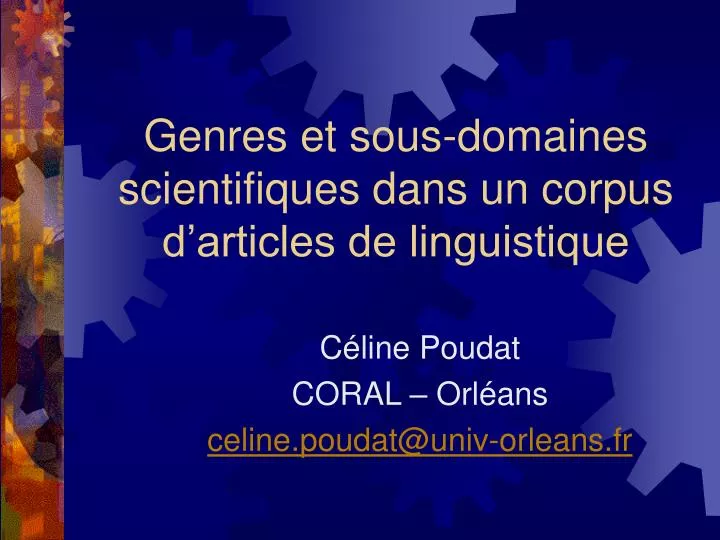 genres et sous domaines scientifiques dans un corpus d articles de linguistique