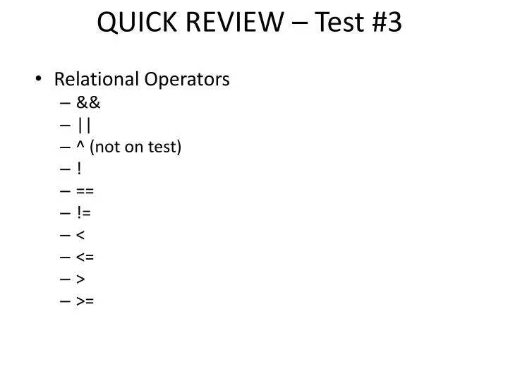 quick review test 3