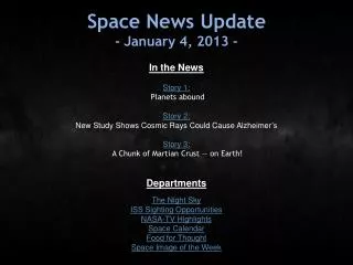 Space News Update - January 4, 2013 -
