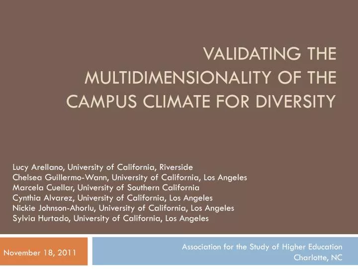 validating the multidimensionality of the campus climate for diversity