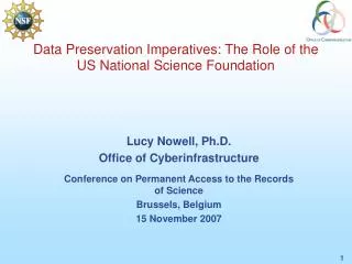 Data Preservation Imperatives: The Role of the US National Science Foundation