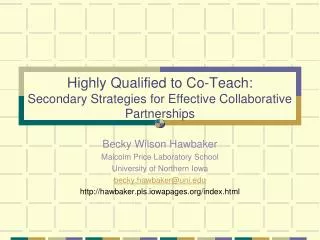 Highly Qualified to Co-Teach: Secondary Strategies for Effective Collaborative Partnerships