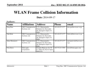 WLAN Frame Collision Information
