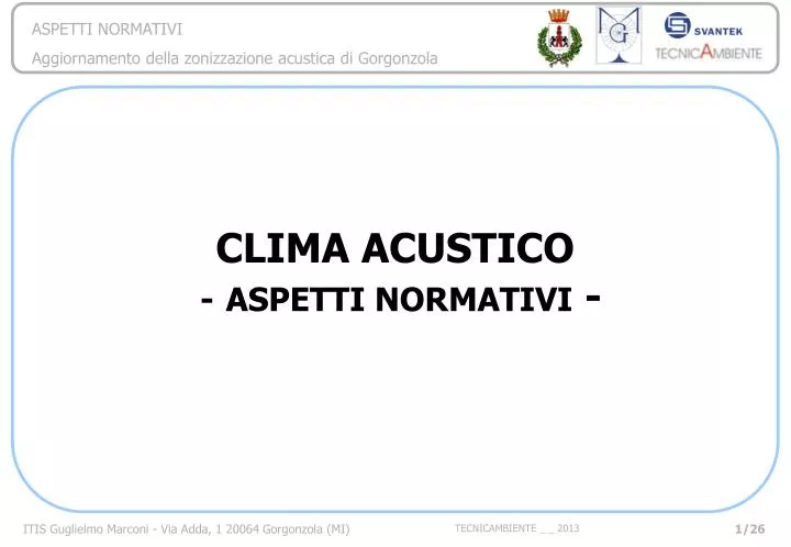 clima acustico aspetti normativi