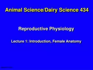 Animal Science/Dairy Science 434