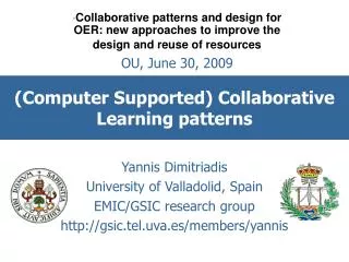 (Computer Supported) Collaborative Learning patterns
