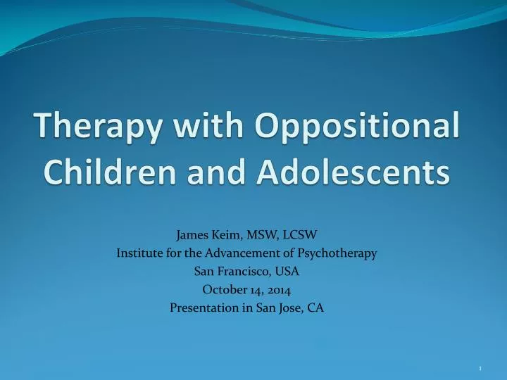 therapy with oppositional children and adolescents