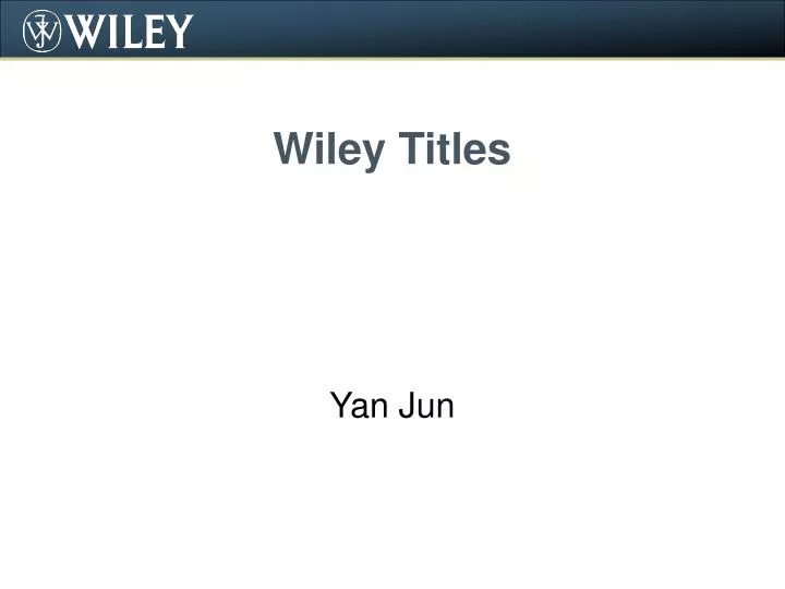wiley titles