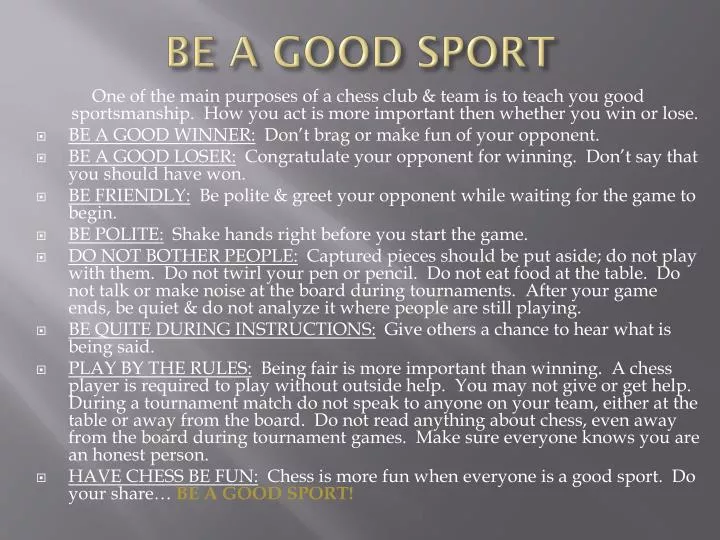 be a good sport