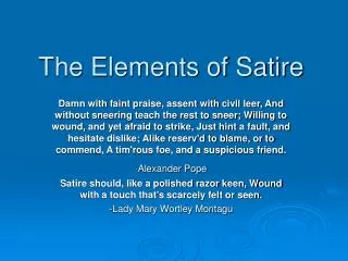 The Elements of Satire