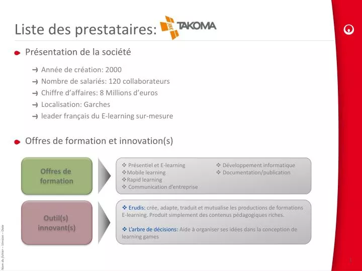 liste des prestataires takoma