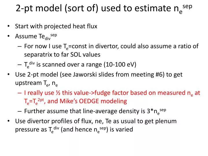 2 pt model sort of used to estimate n e sep
