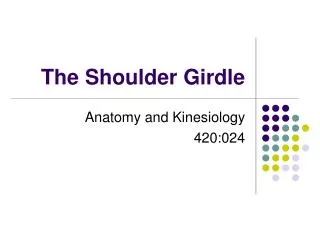 The Shoulder Girdle