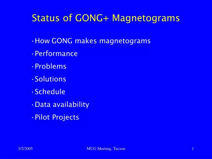 status of gong magnetograms