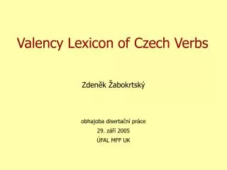 valency lexicon of czech verbs