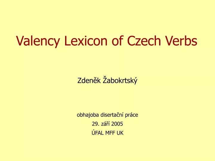 valency lexicon of czech verbs