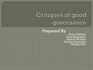 Critiques of good governance