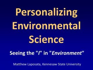 Personalizing Environmental Science