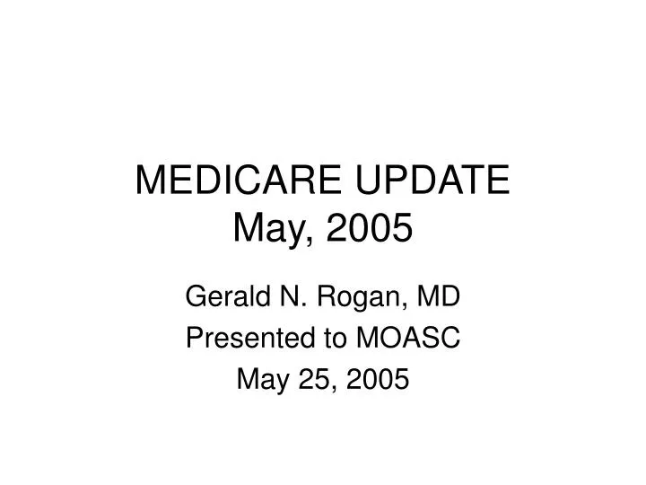 medicare update may 2005