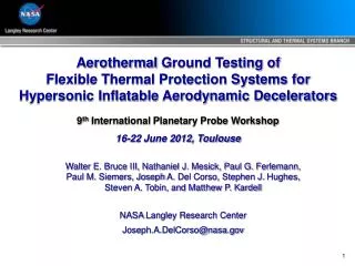 Aerothermal Ground Testing of