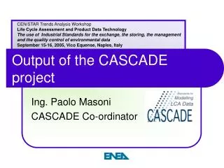 Output of the CASCADE project