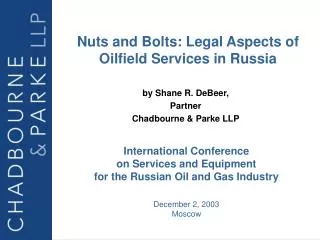 International Conference on Services and Equipment for the Russian Oil and Gas Industry