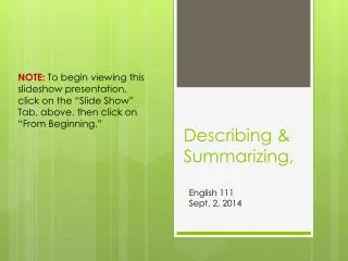 describing summarizing