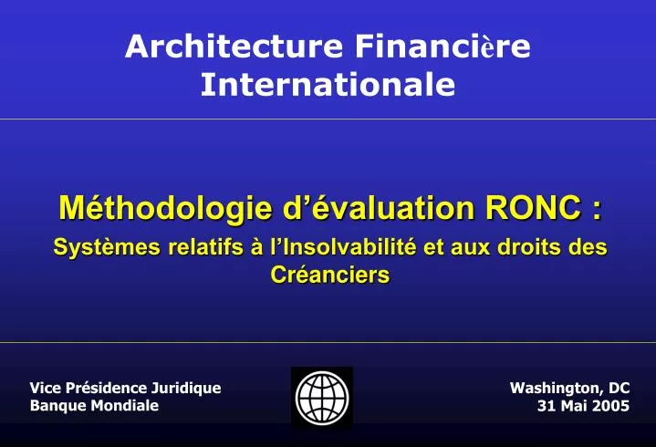 m thodologie d valuation ronc syst mes relatifs l insolvabilit et aux droits des cr anciers