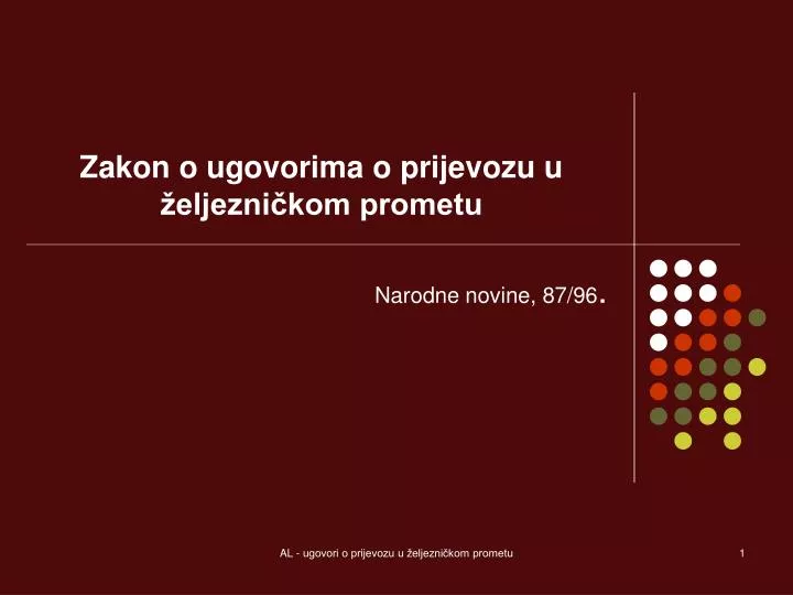 zakon o ugovorima o prijevozu u eljezni kom prometu