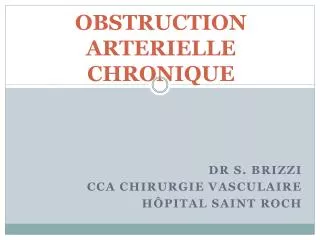 obstruction arterielle chronique