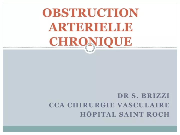 obstruction arterielle chronique
