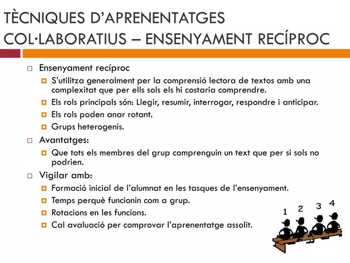 t cniques d aprenentatges col laboratius ensenyament rec proc