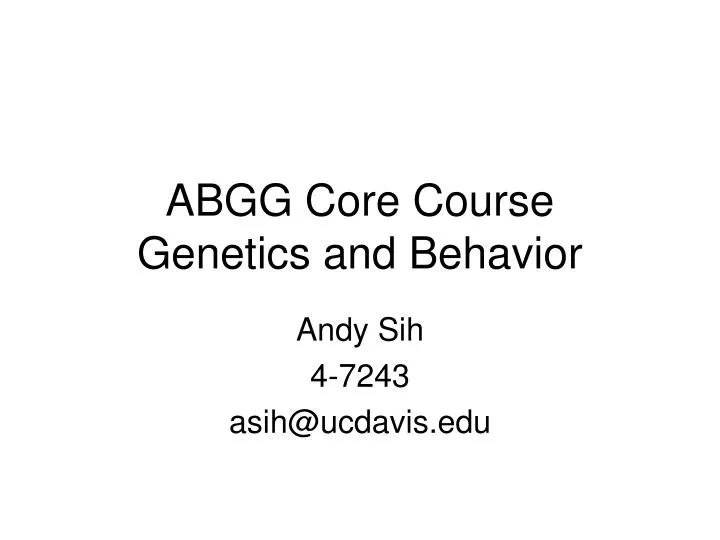 abgg core course genetics and behavior